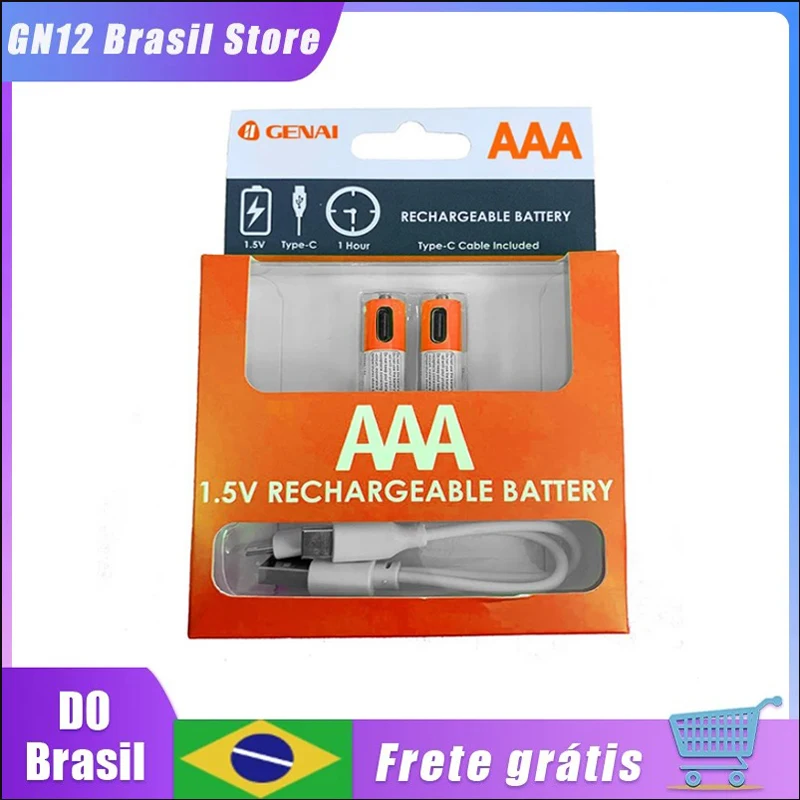 Rechargeable lithium-ion battery with AAA Polymer New Original USB charger  New 2024 2 Pcs