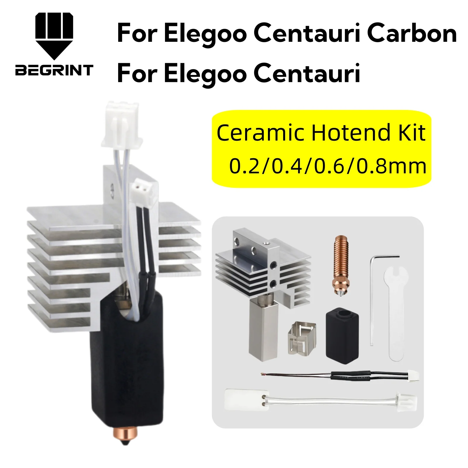 

Для Elegoo Centauri 0,2/0,4/0,6/0,8 мм насадки Hotend, обновление биметаллической насадки для 3D-принтера Centauri Carbon Hotend