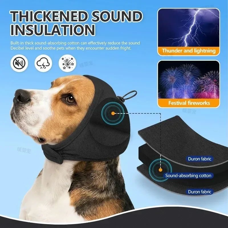 Geräuschreduzierender, schalldämmender, wasserdichter Schwimmkopfschutz für Hunde, Ohrstöpsel für Haustiere, beruhigender Kopfschutz für Hunde, beruhigend für Hunde – Detail 2