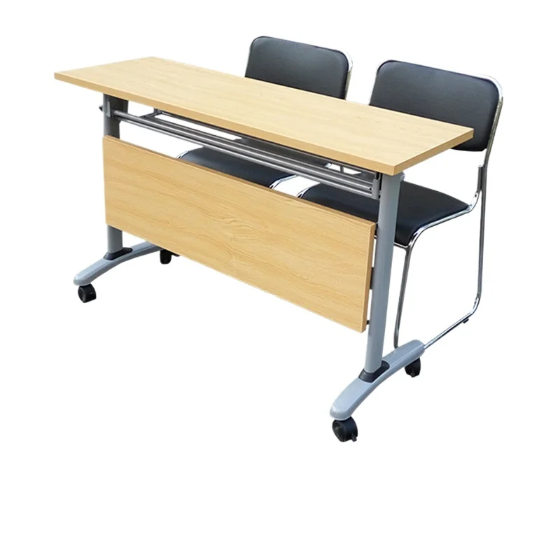 

Foldable outdoor stall long table and chair combination, movable office desk strip movable flap table