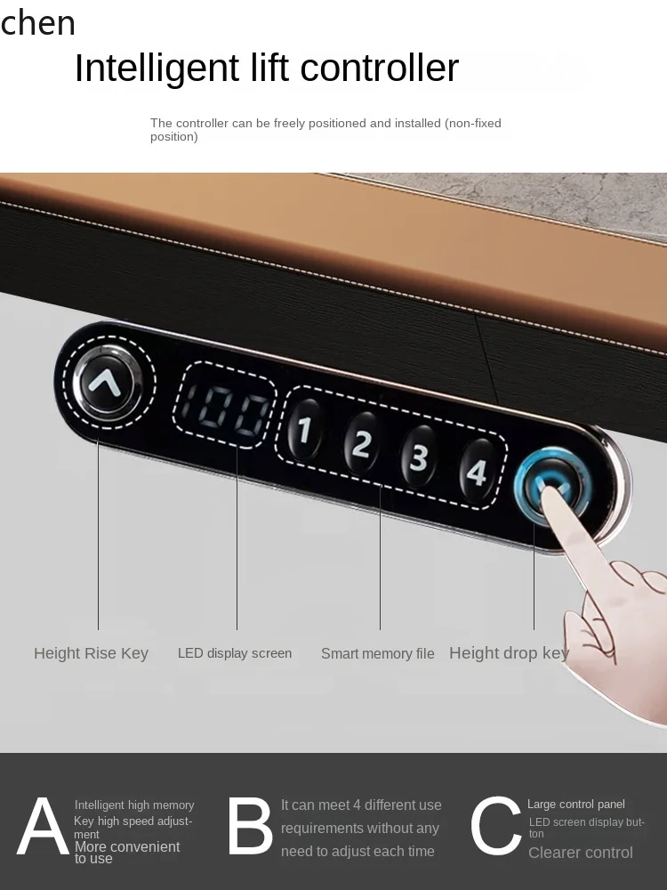 YFY Electric Lifting Stone Plate Desk Light Luxury Modern Study Computer Desk Home