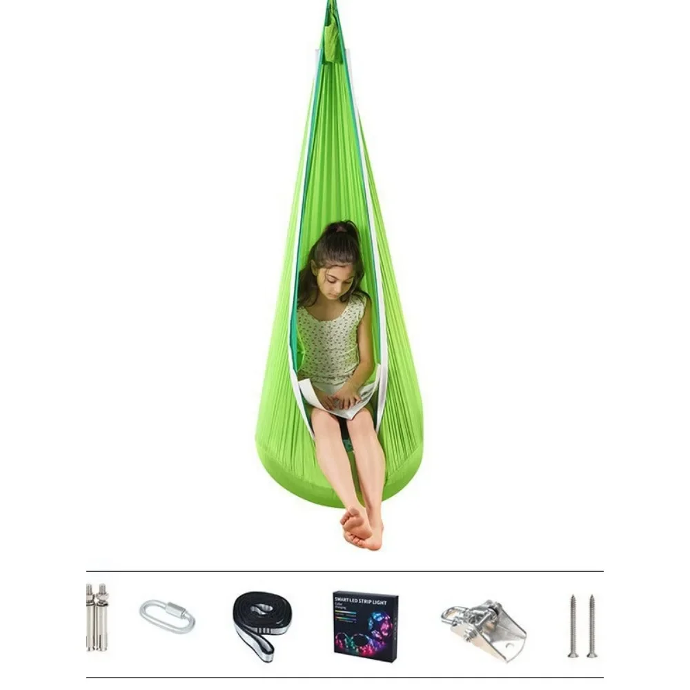 Adjustable Kid Indoor Outdoor Swing Hammock Steady Toddler Swing Seat Ropes Hand-kitting Rope Swing Seat Great Tree Playground