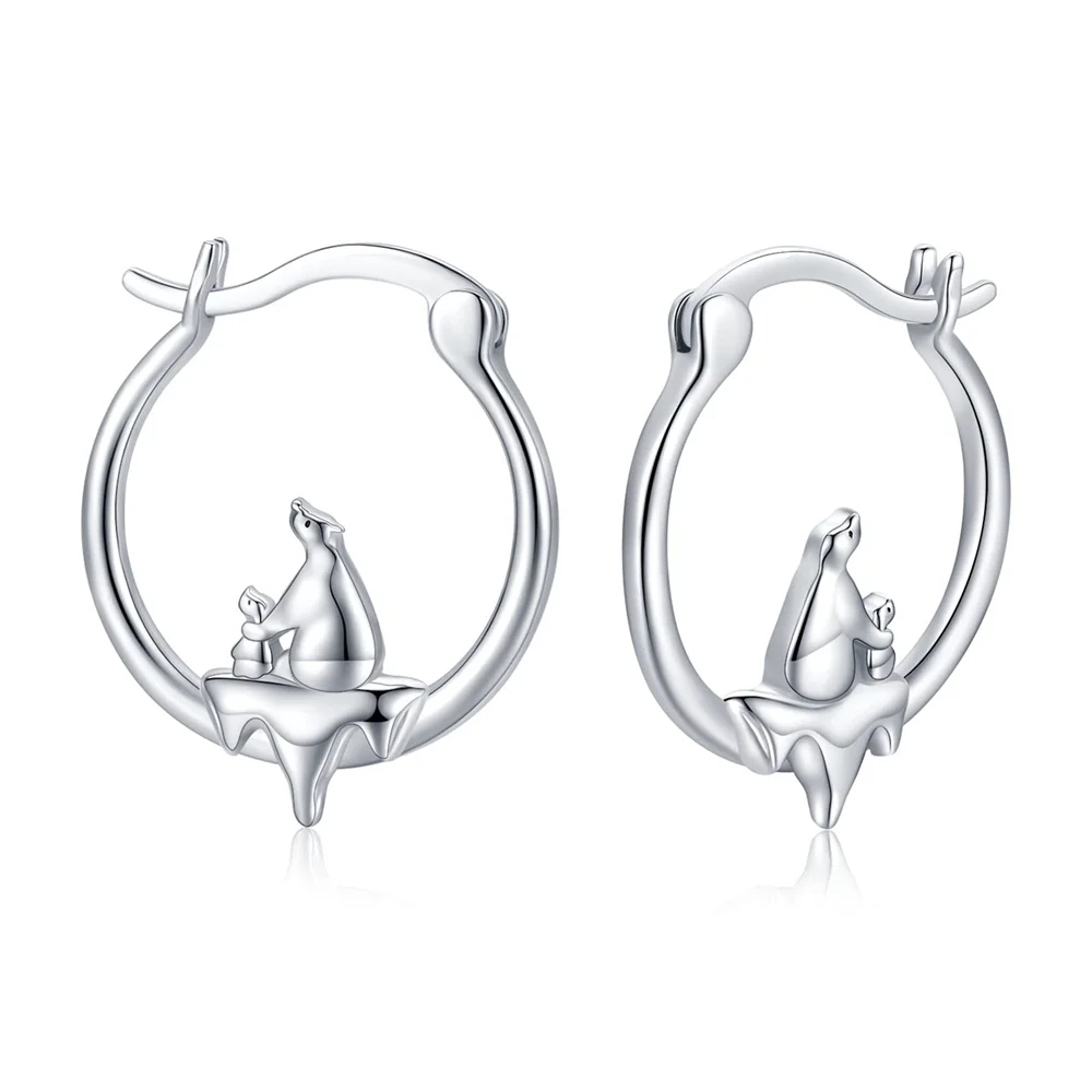 Pendientes ecológicos Harong "familia de osos polares de pie en hielo fundido" pendiente de aro plateado para mujer regalo de joyería