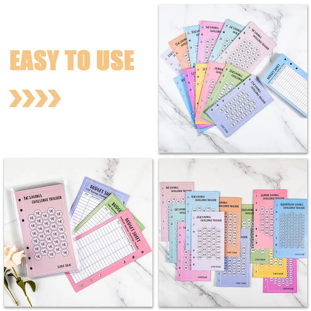 

Набор из 48 конвертов A6 с 6 отверстиями для челленджей по накоплению, портативный бюджетный органайзер с листами для учета расходов, конверты для наличных для формирования привычки к накоплению