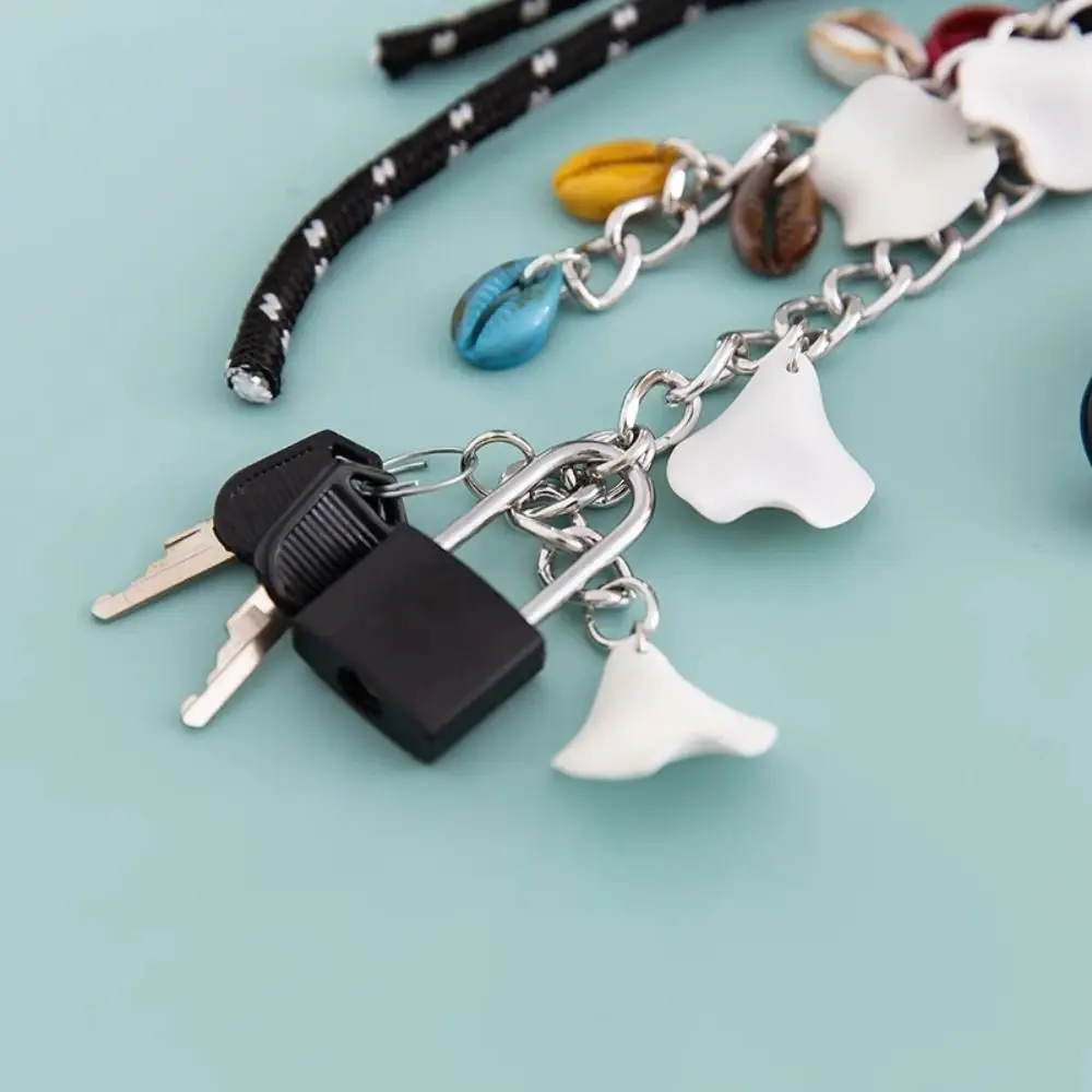 Fashion Keychain Lock Bag Pendant Colorful Acrylic Phone Case Chain Rope Sea Shell Independent Bag Accessory Unisex