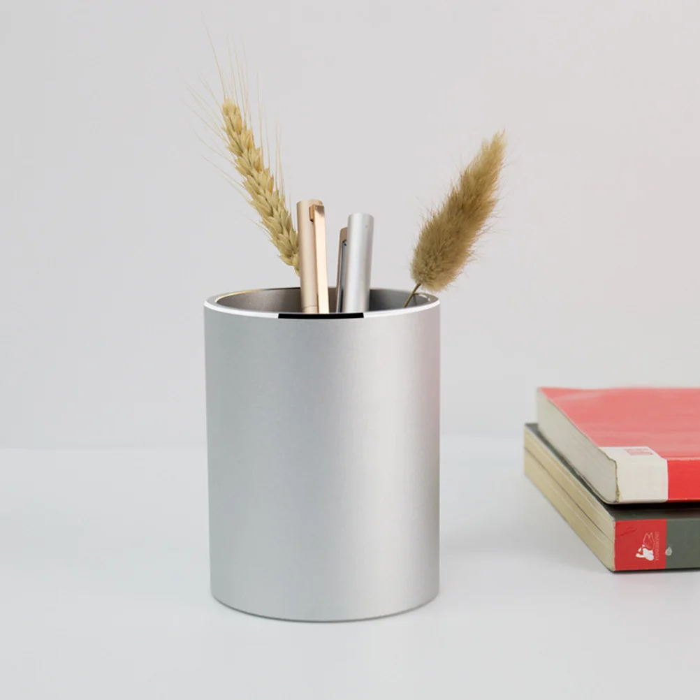 

Pen Holder Scratch-resistant Pot Pencil Organizer Aluminum Alloy Round Container