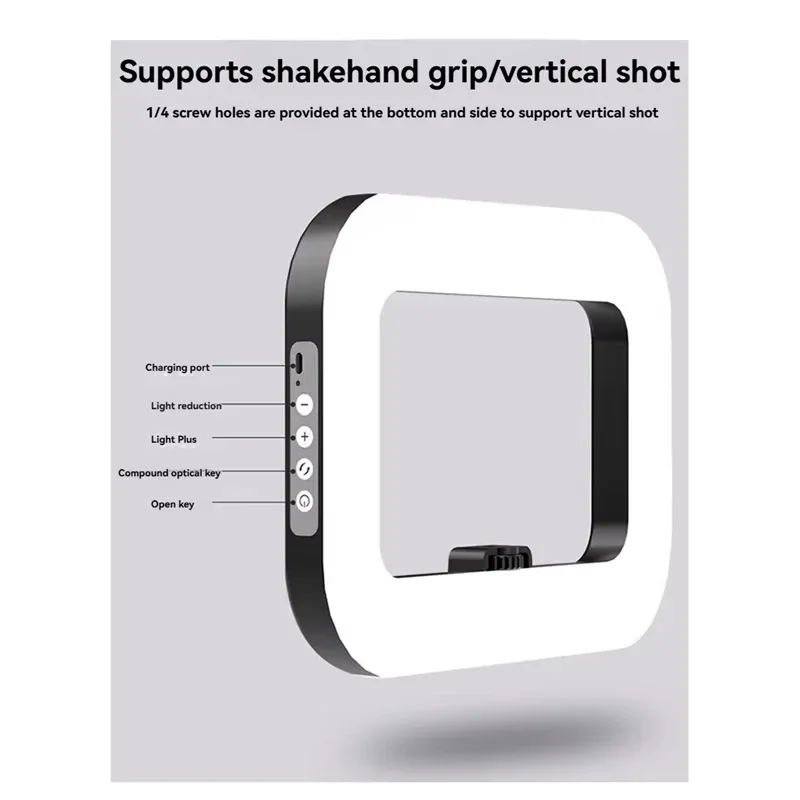Handheld LED Ring Light USB Rechargeable for Phone Photography Live Streaming Makeup Fill Lamp for Microphone TikTok YouTube