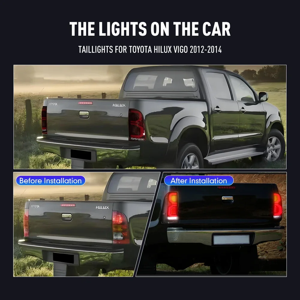 

LED Tail Lights for Toyota Hilux Vigo 2012-2014 Taillights Rear Lights with Brake Reversing Driving Fog Lamp Turn Signal Lamp