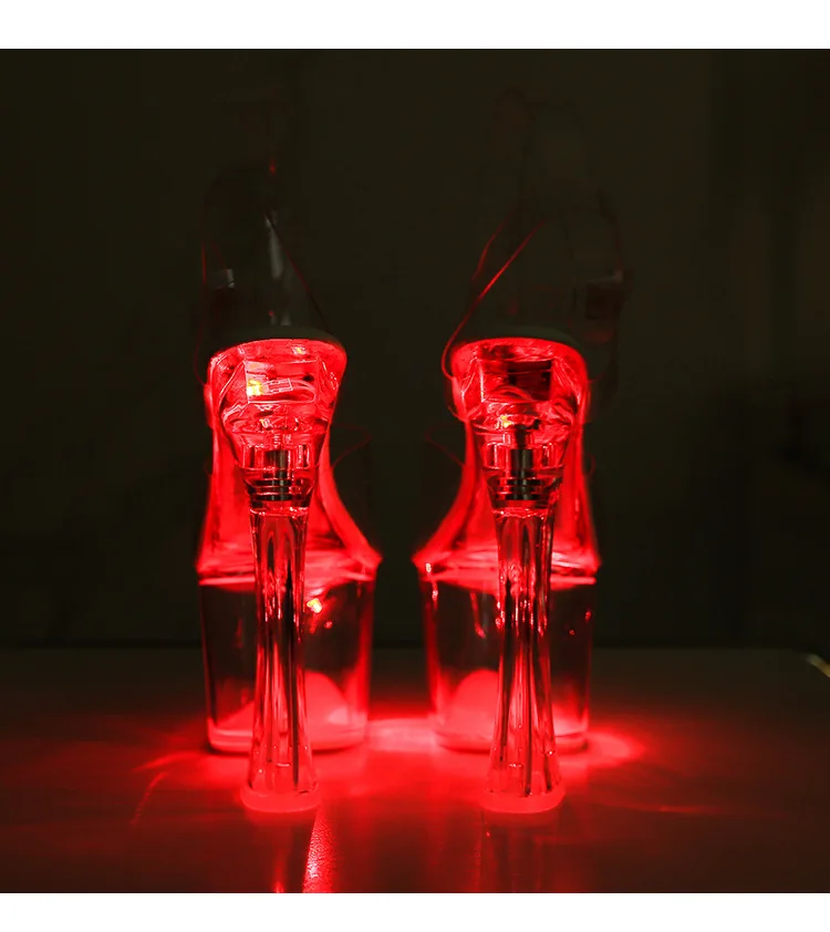 Tacones extremadamente altos de 17,5 CM, plataforma brillante, tacones claros, sandalias para discoteca para mujer, modelo de moda de PVC transparente, zapatos de pasarela