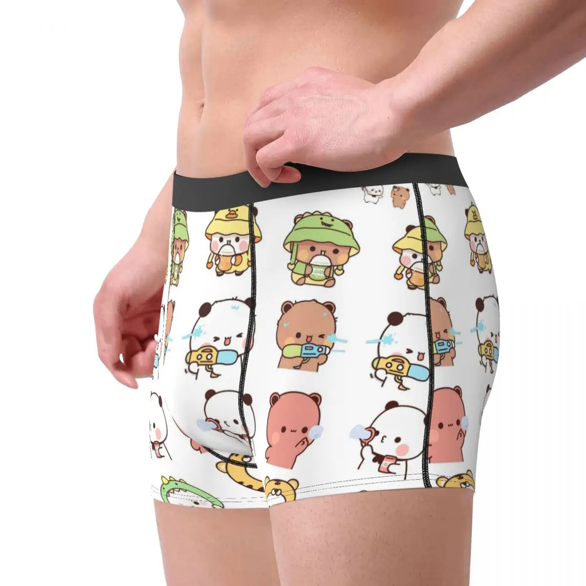 Bubu Dudu لطيف الكرتون الدب شخصية الملابس الداخلية Kawaii الباندا طباعة سراويل بوكسر ترينكي الرجال سراويل تمتد الملاكم موجز الحاضر #3