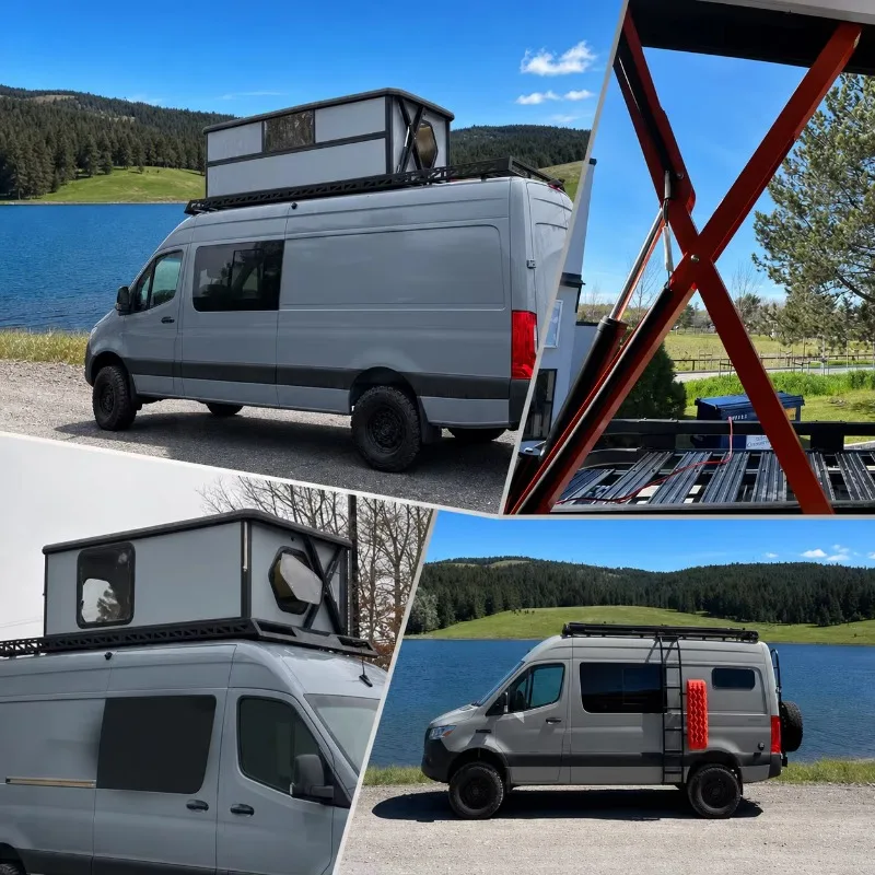 2026 4 Person Aluminum Manual Setup Hard Shell Car Roof Top Tent Rooftop Tent Canvas Outdoor Camping Camper Truck Small Trailer