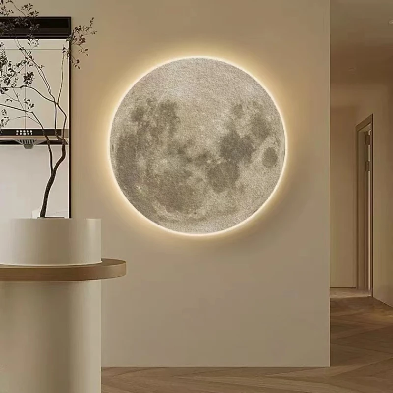 Lámpara de techo LED para el hogar, candelabro Circular moderno, Simple, creativo, de Luna, para pasillo, interior