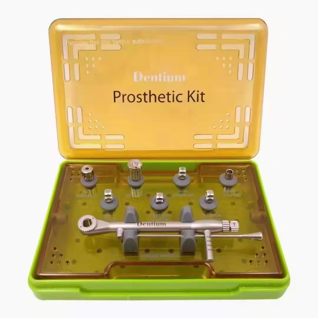 

Original New Dentium Prosthetic Kit Dental Implant Screwdriver Hand Hex Screw Drivers Ratchet With 10-70NCM Torque Wrench Kit