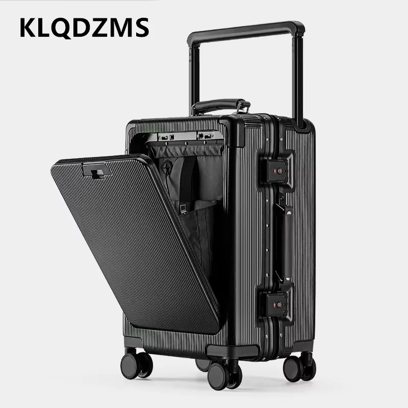 KLQDZMS Gepäck-Reisetasche, vorne öffnender Laptop-Boarding-Koffer, ABS + PC-Trolley, 20 Zoll, 24 Zoll, 26 Zoll, Aluminiumrahmen, Kabinenkoffer