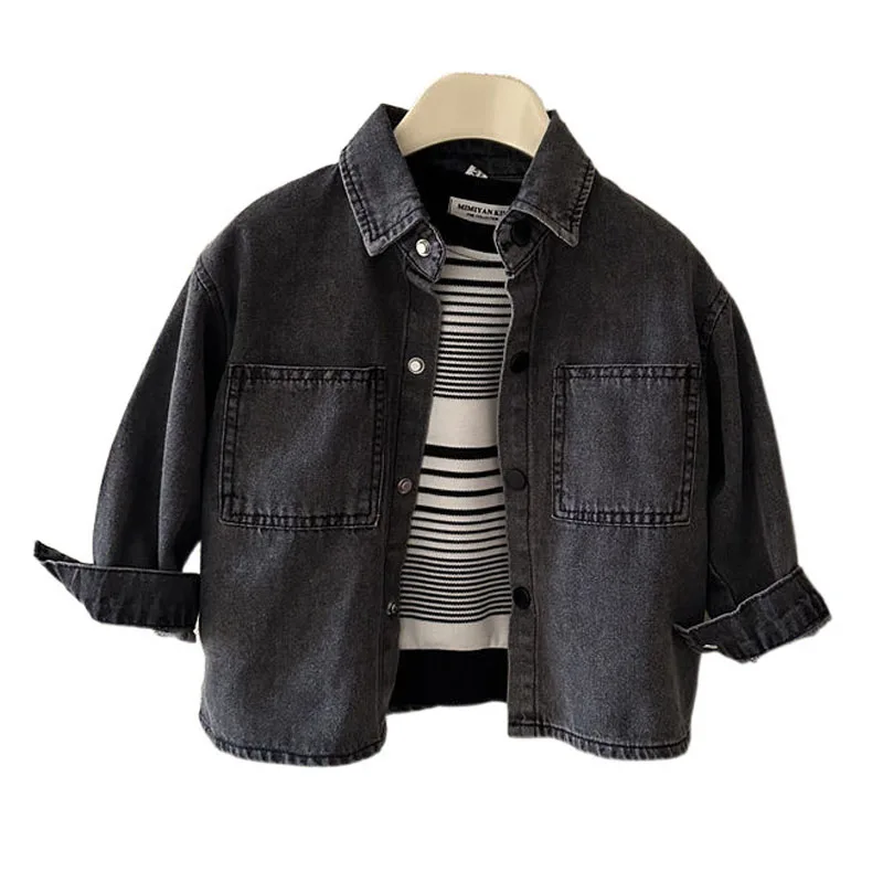 

2025 Autumn Boys Denim Jacket Shirt Girls Casual Outerwear Spring New Fashion Children Denim Coats 2-8 Years Old Kids Clothes