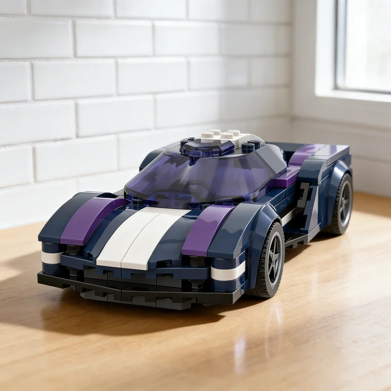 259pcs MOC Sleek Dark Blue Purple Corvette Stingray Model Toy Building Blocks Construction Christmas Gift Kids Assemble DIY