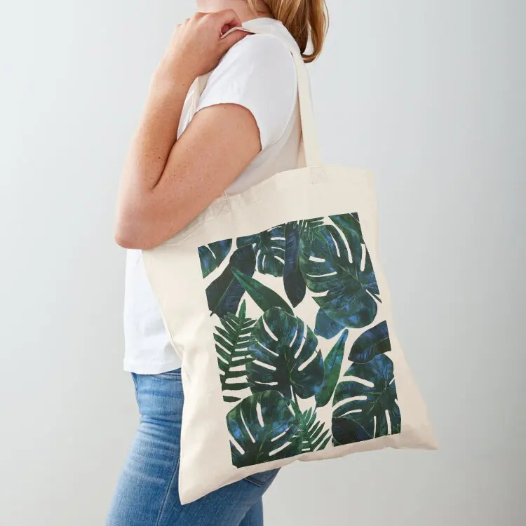 Perceptive Dream Tropical Nature Botanical Plants Painting Palm Monstera Banana Leaves Jungle Tote Bag
