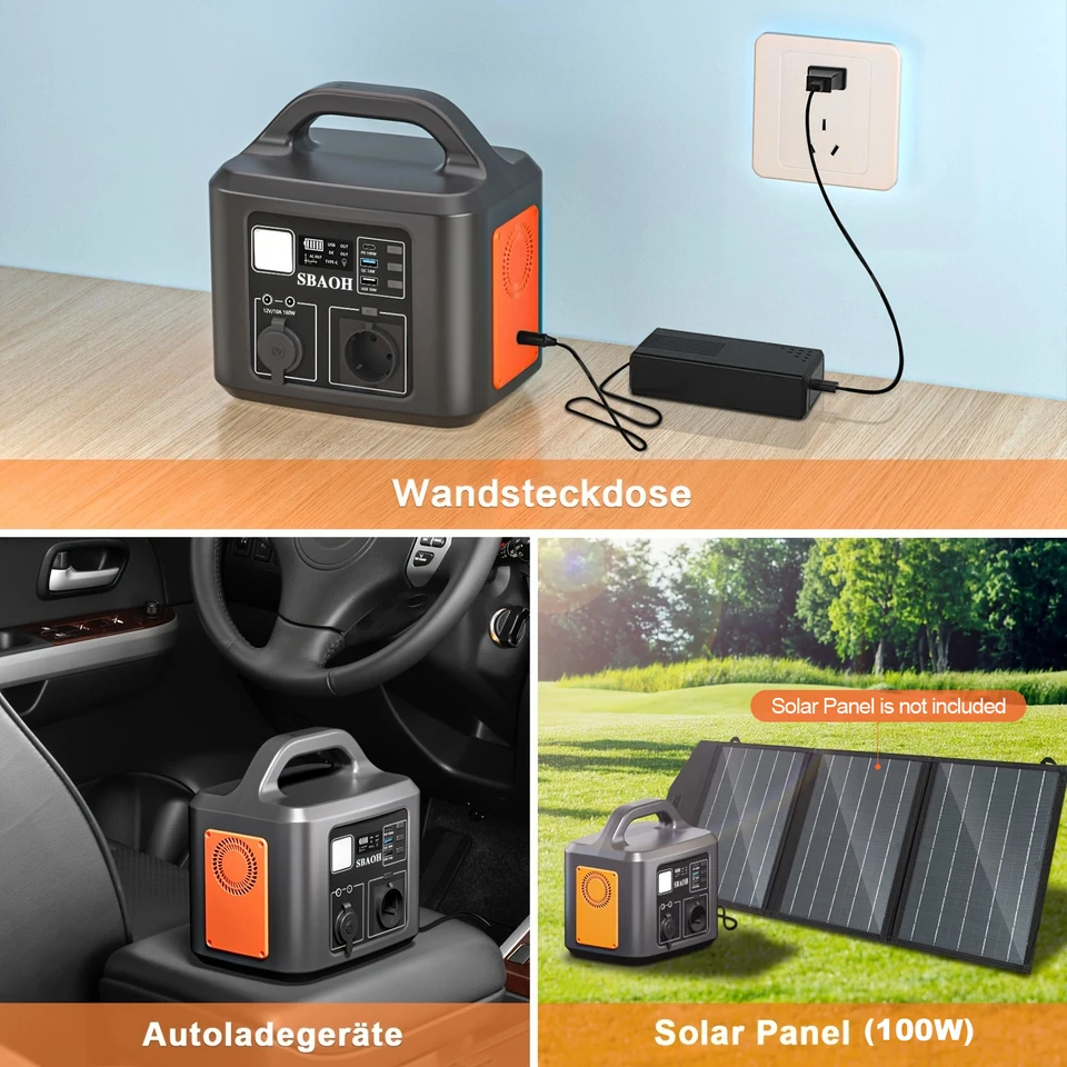 600W Portable Power Station SBAOH,538.7Wh Lithium ion Camping Solar  Generator with AC Output, estacion de energa porttil - AliExpress 44