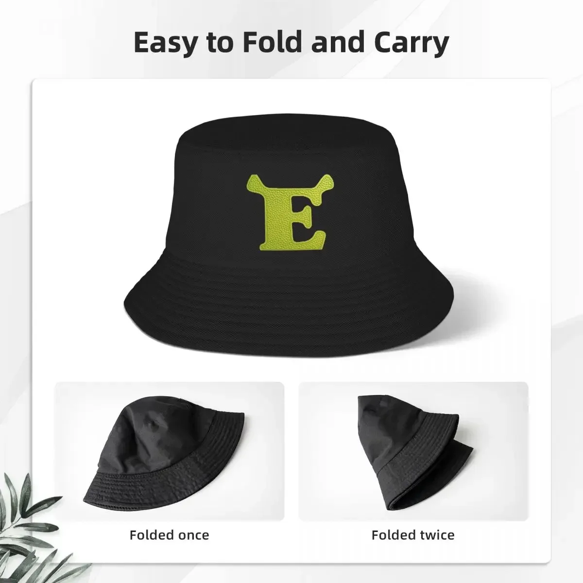 Shrek Letter E Name Bucket Hat Panama For Man Woman Bob Hats Autumn Fisherman Hats Summer Beach Fishing Unisex Caps