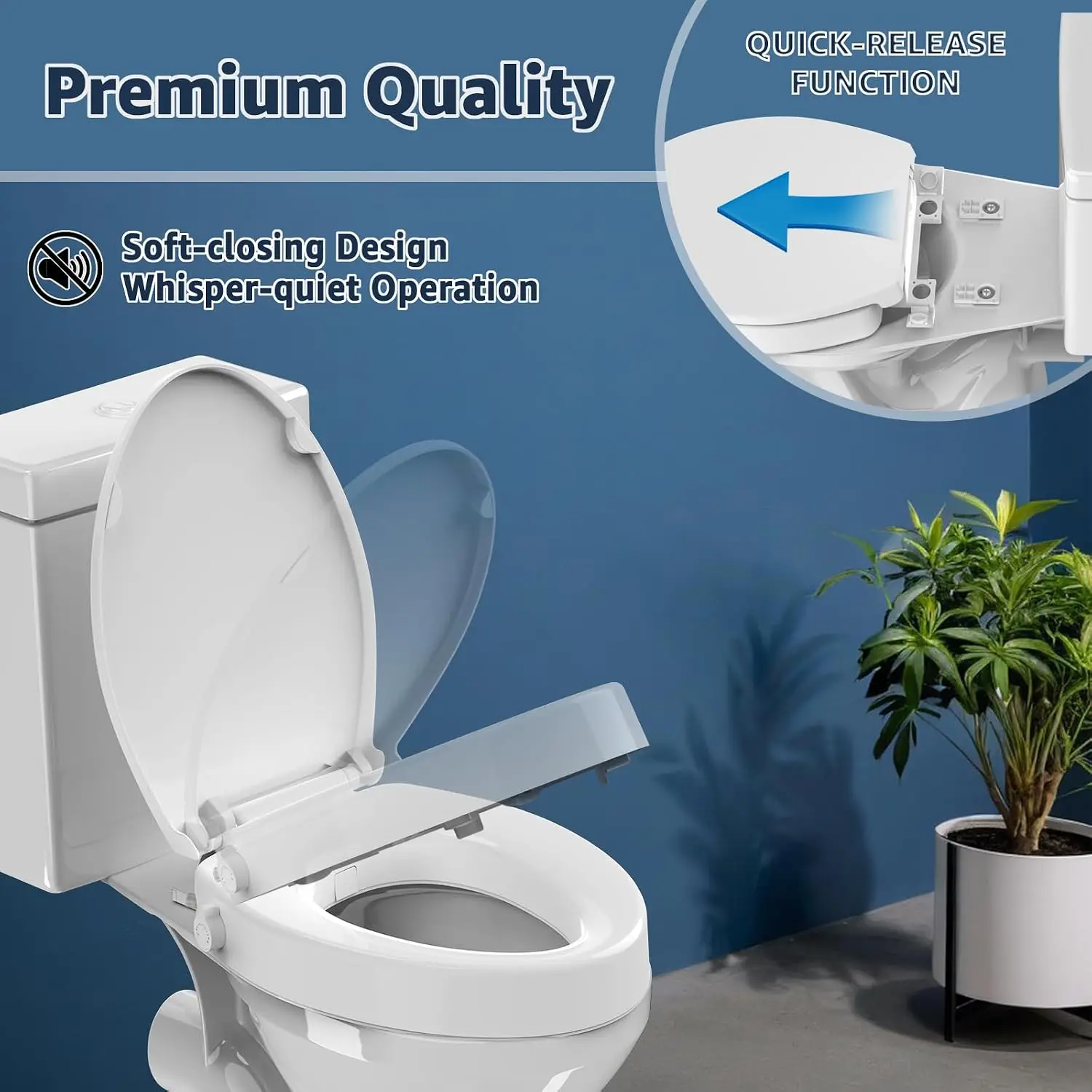Raised Elongated Bidet Toilet Seat 18.5