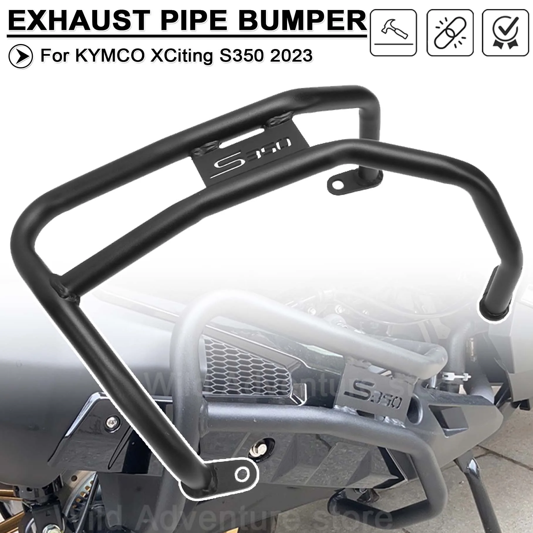 

Защитная планка для бампера, защита выхлопной трубы для KYMCO XCiting S350 2023, защитный барьер для бампера, глушитель, защита от падения