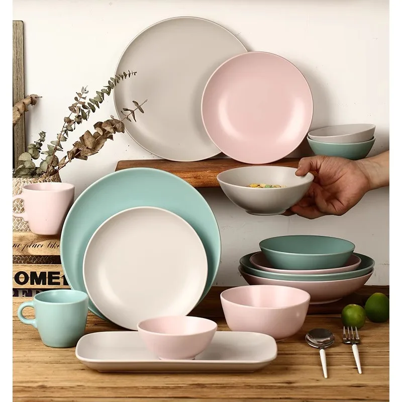 

Nordic Simple Ceramic Plate Ceramic Restaurant Salad Bowl Household Salad Plate Tableware Flaws