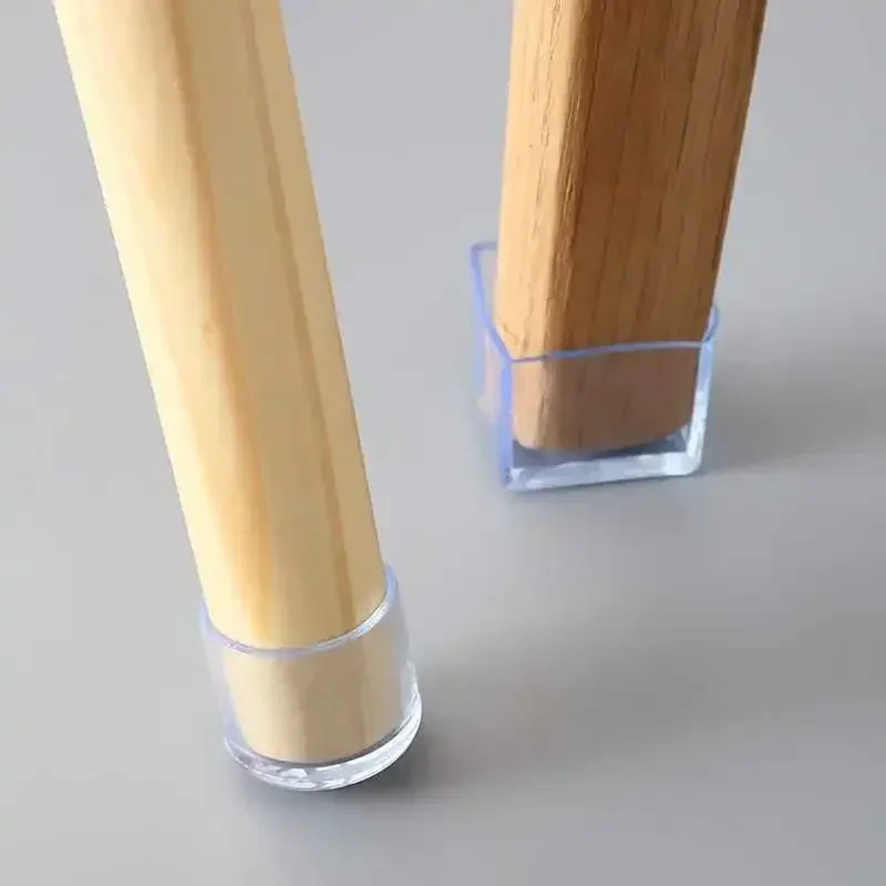 4/8pc Chair Leg Caps PVC Furniture Table Feet Cover Socks Plug Transparent Round Square Insert Plug End Cap Wood Floor Protector