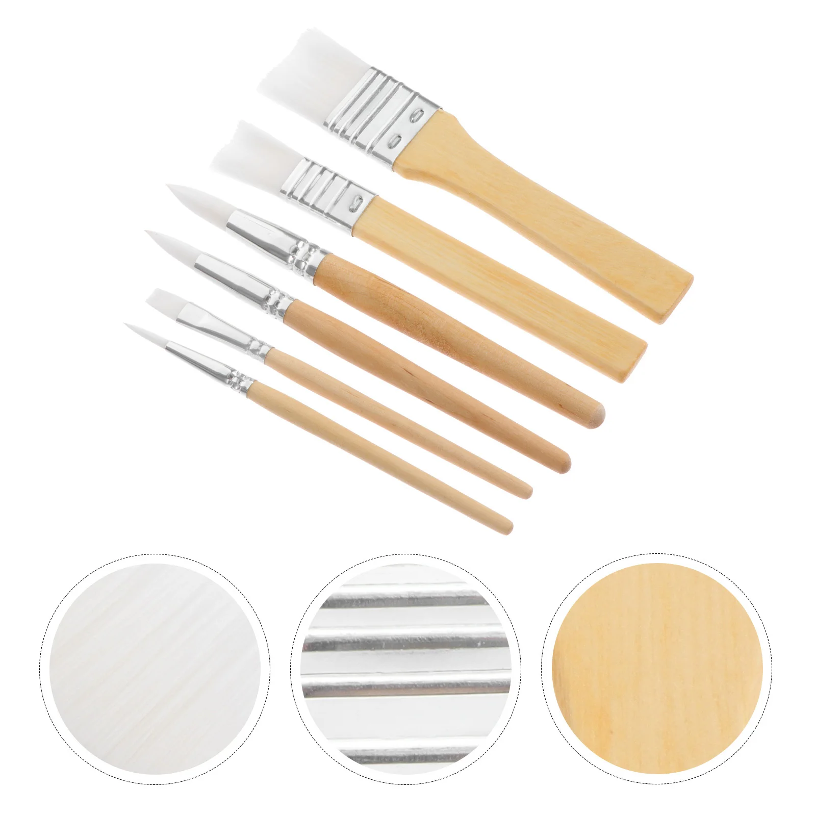 

6pcs Oil Painting Brush Set Gouache Watercolor Painting Tools For Artists Students Kids Wooden Handle Nylon Bristles Portable