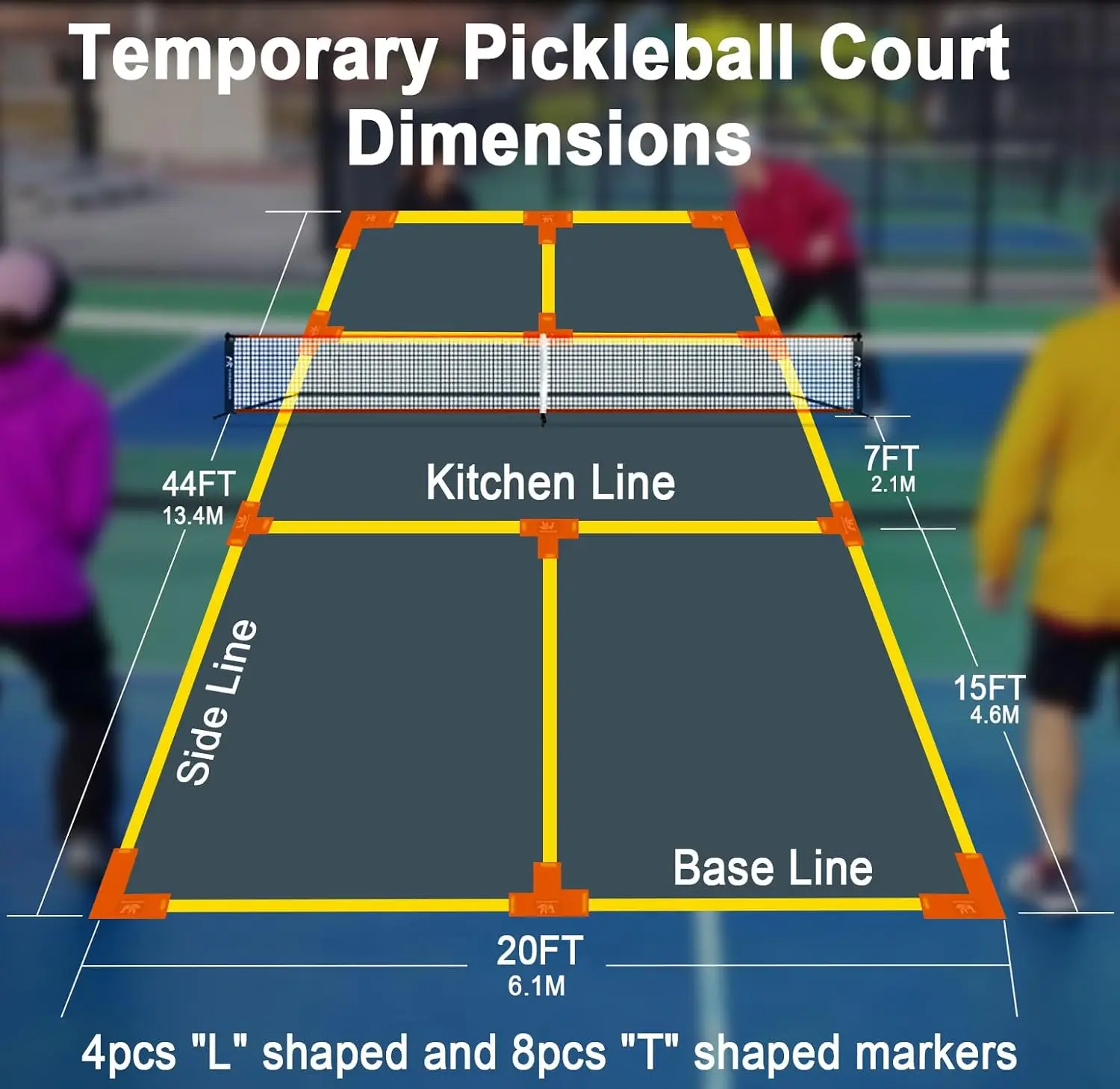 Conjunto de pickleball de tamanho de regulação FT com pás de rede e fibra de vidro, conjunto de 4, pickleballs ao ar livre e bolsa de transporte