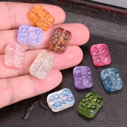 10pcs Rectangle Shape 13x18mm Handmade Embossment Lampwork Glass Loose Beads For Jewelry Making DIY Bracelet Crafts Findings