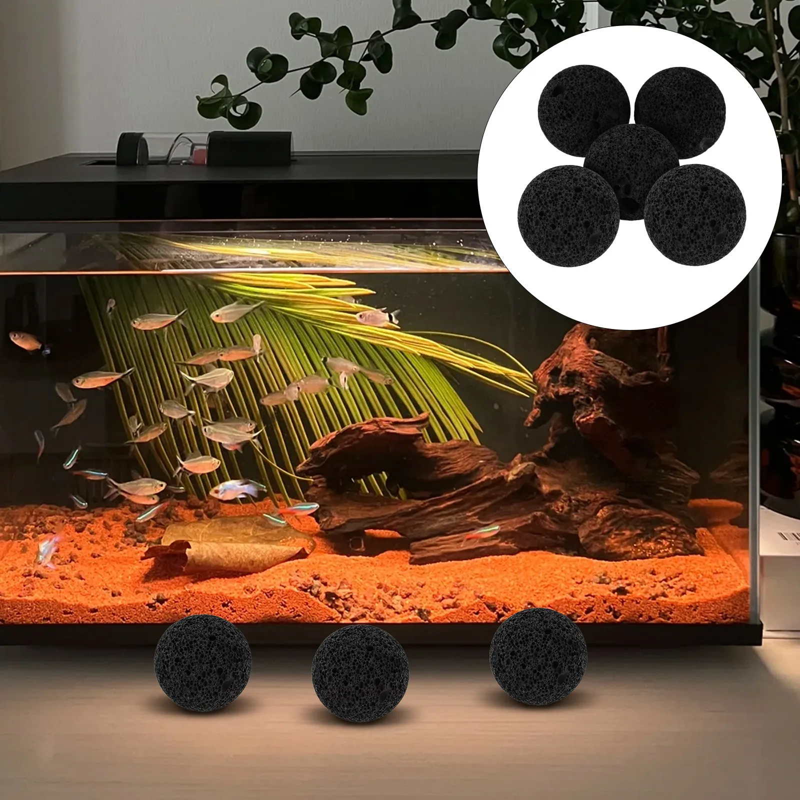 

5pcs Natural Volcanic Rock Filter Lava Stone Fish Tank Decor Rocks for Aquarium Pond Landscaping Wastewater Treatment Efficient