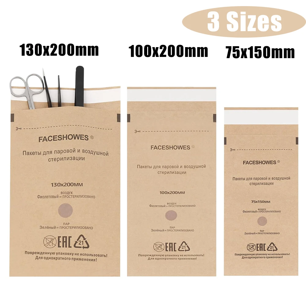 Self-Sealing Sterilization Pouches Disinfection Bag Dry Heat Autoclave Nail Tools Sterilizer Kraft Paper Cleaning Bags Supplies