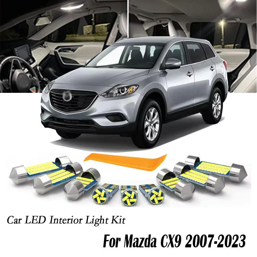 13Pcs For Mazda CX-9 CX9 2007-2014 2015 2016 2017 2018 2019 2020 2021 2022 2023 LED Interior Light Bulb Kit Vehicle Indoor Lamp