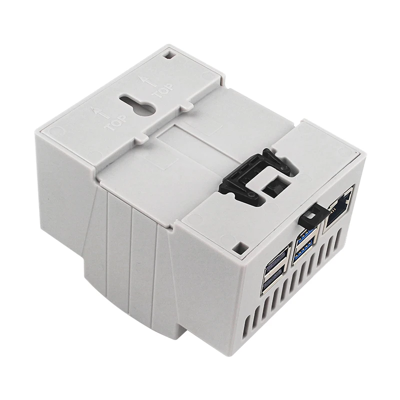 Caso ABS para Raspberry Pi 5, Din Rail Shell, Grande Espaço Interno, Caixa de Proteção de Janelas Claras, Dissipadores Opcionais, Refrigerador Ativo