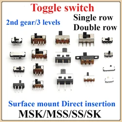 20PCS Slide Switch Micro-power Toggle Switch Single and Double-row Direct-inserted Horizontal Sliding Second Gear Third Gear