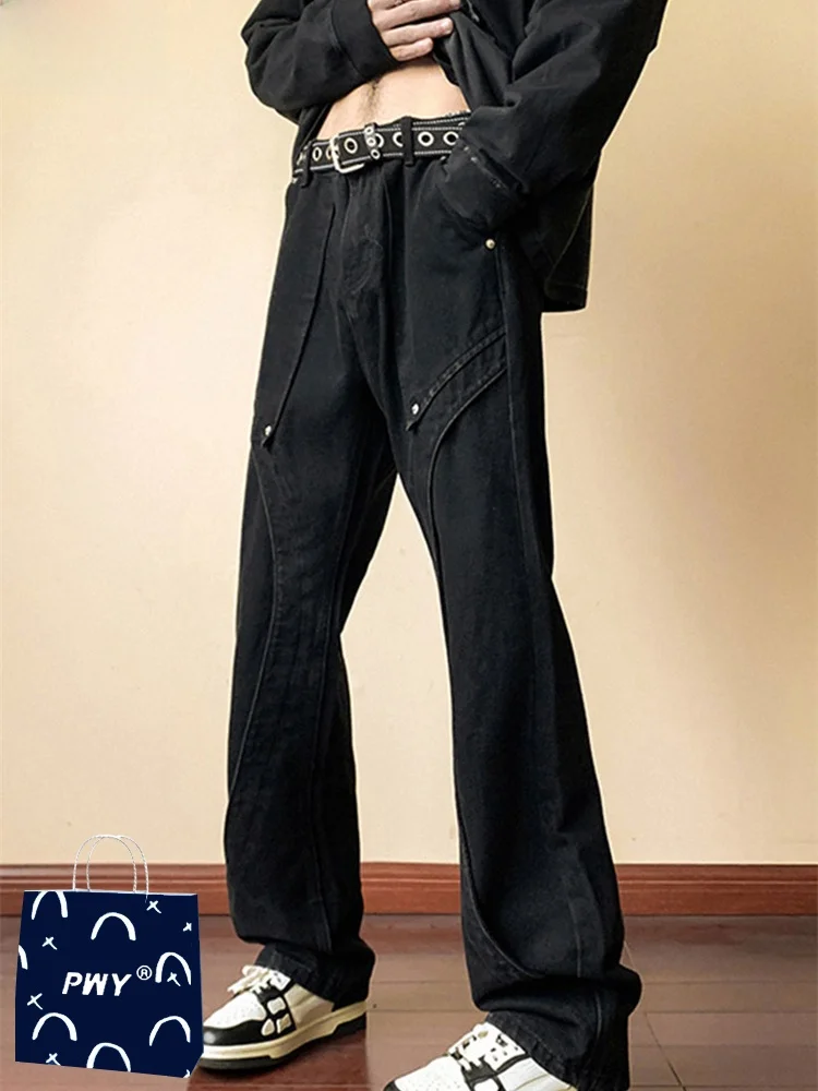 

Trendy American Retro Bla Jeans Men's Straight Loose Casual Pants High Street Loose Fit Spring Autumn Faion Youth Cotton ...