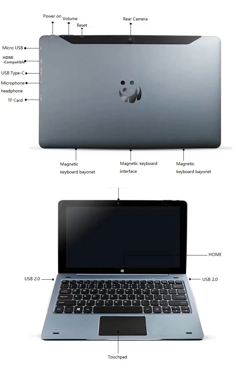 NC01 11.6 "Windows 10 แท็บเล็ตพีซี 4GB RAM 128GB ROM พร้อม PIN Docking คีย์บอร์ด x5-8300 Quad Core CPU 1920*1080 IPS HDMI Type-C