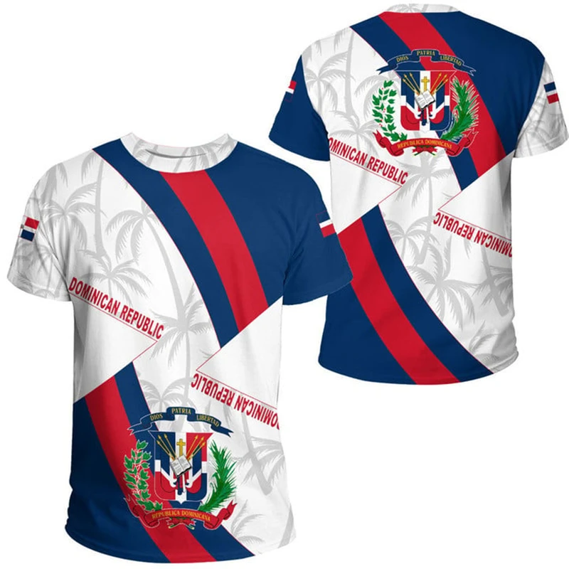 Fashion Dominican Republic Flag 3d Print T-Shirt Men Summer Round Neck Short Sleeve Tees Tops Gym Sports T Shirts Male Clothes