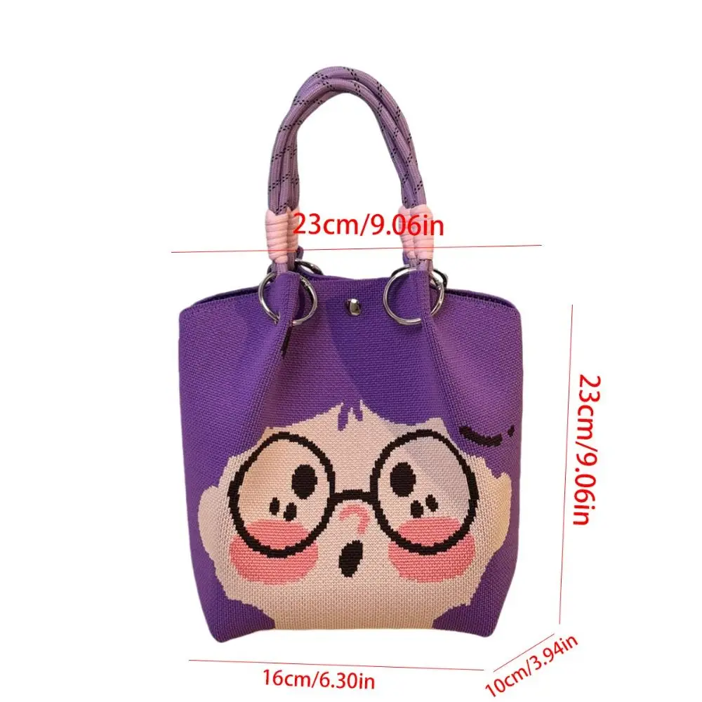المحمولة القط محبوك حمل حقيبة مطبوعة الدب الكرتون محبوك حقيبة يد محفظة نسج الصوف دلو حقيبة أكياس التسوق