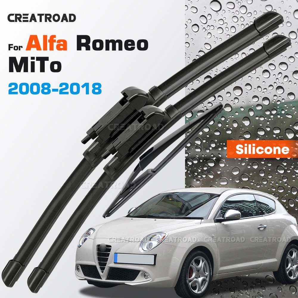 

Silicone Wiper Blades Fit For Alfa Romeo MiTo 2008-2018 Coated Silent HD Wear-Resistant Windshield Wipers 26"+15"+12"