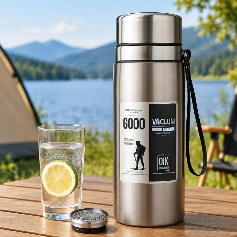 800/1000ml Stainless Steel Sports Water Bottle with Leak-Proof Design and Carrying Strap, High-Capacity Vacuum Insulated Flask