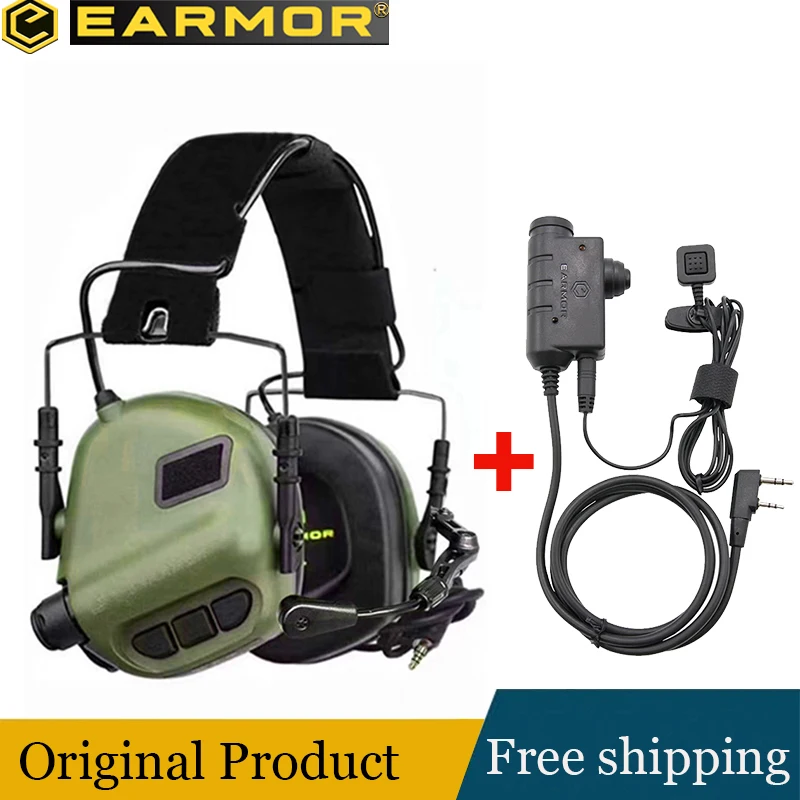 Earmor Headphones M32&M52 Tactical Headphones and Tactical PTT Adapter Airsoft Shooting Earmuffs Electronic Hearing Protection