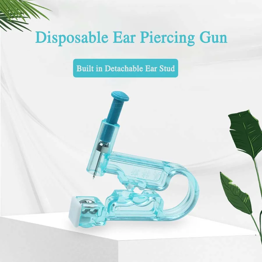 Self Ear Piercing Kit Disposable Ear Piercing Gun Kit with Built-in Earrings Studs for Home Use