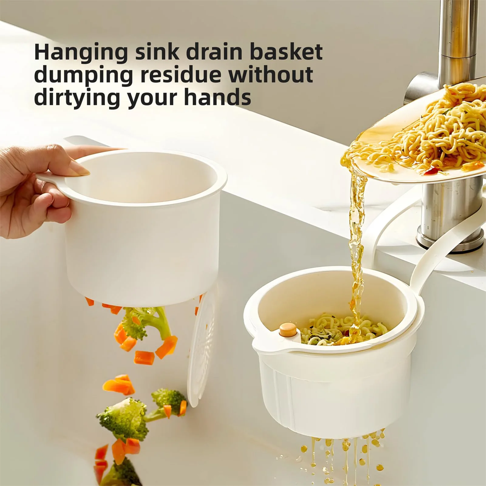 Kitchen Hanging Sink Strainer Basket Food Waste Filter Collapsible Drainer With Handle For Dish Washing Utensils