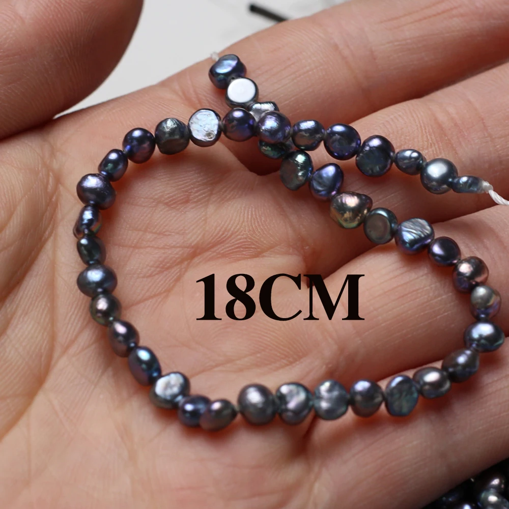 18CM Natural Freshwater Black Pearl Beads Two Sided Shining Pearl Loose Spacer Beaded for Making DIY Jewerly Necklace Bracelet