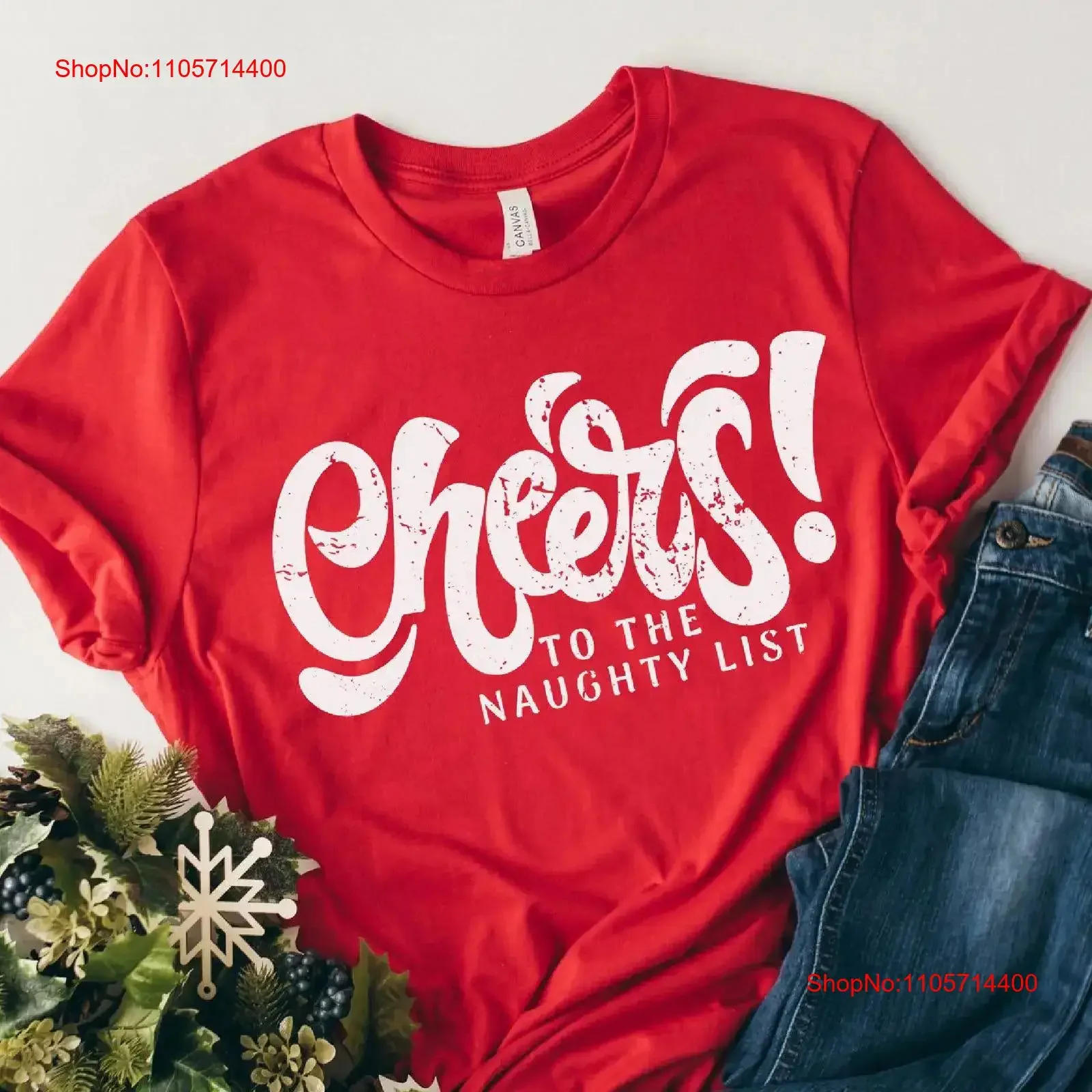 Bella Canvas T Shirt with Cheers Spread Holiday Cheer Perfect For Christmas vintage Washed Slightly Comfortable Versatile homme