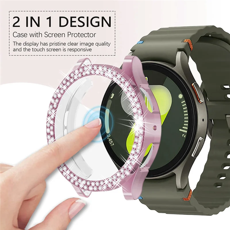 

M05K для Galaxy Watch 7, чехол с гальваническим покрытием, однорядная и двухрядная дрель, жесткий защитный корпус 44 мм, розовый