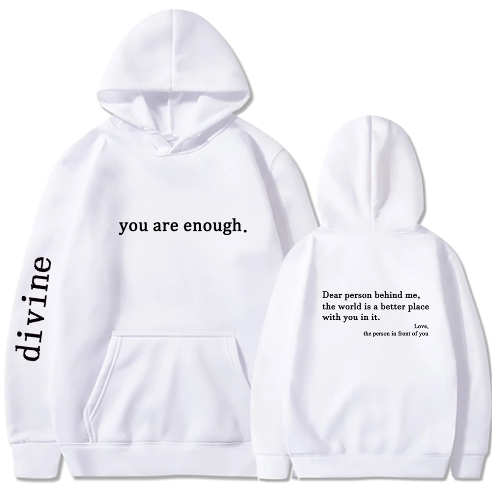 You are enough Hoodie Mental Health Awareness Pullover Vintage Aesthetic Hoodie with Words on Back Unisex Trendy Women Hoodies