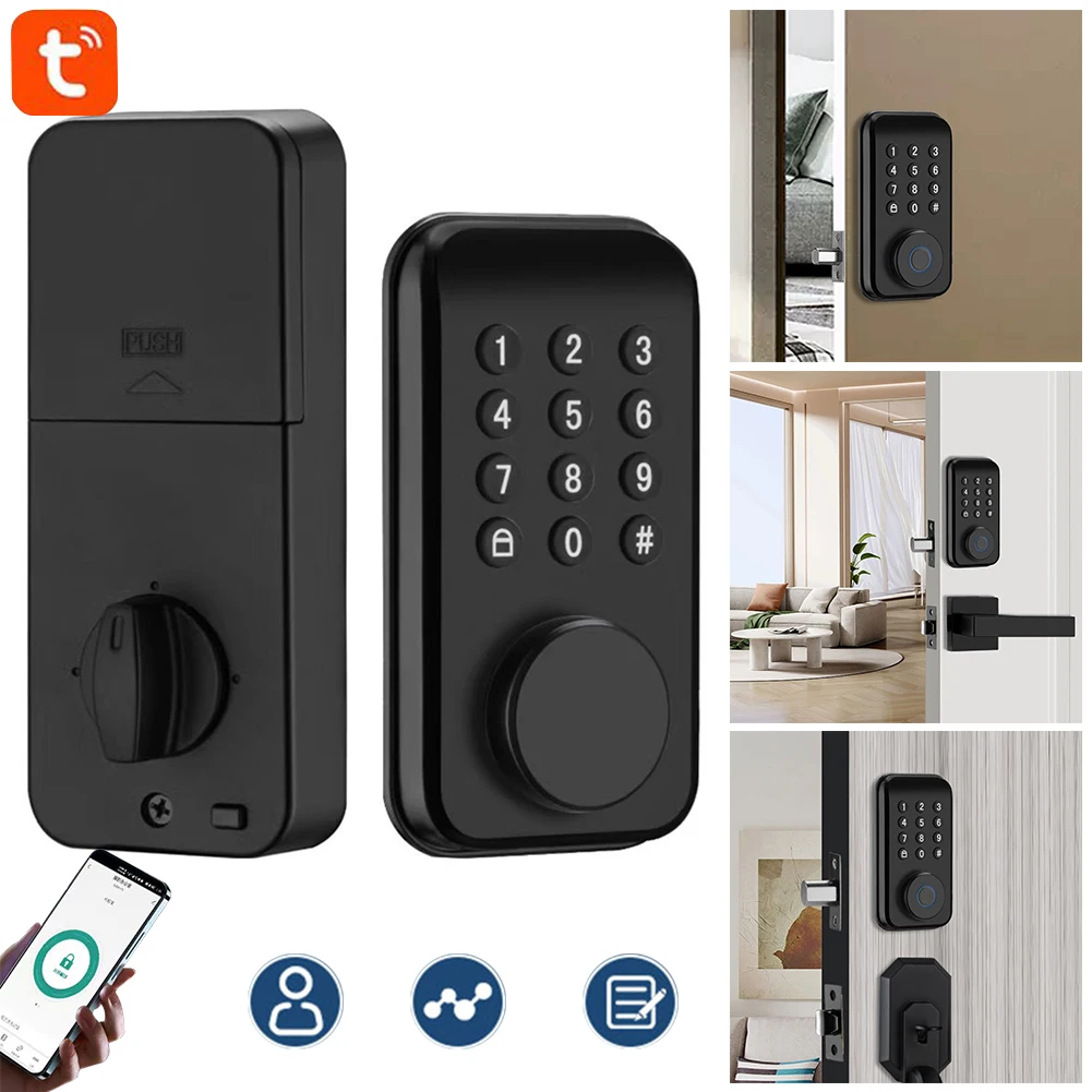 Keyless Entry Door Lock Waterpoof Door Lock with Keypad with Tuya Bluetooth-Compatible App Biometric Fingerprint Password Locks