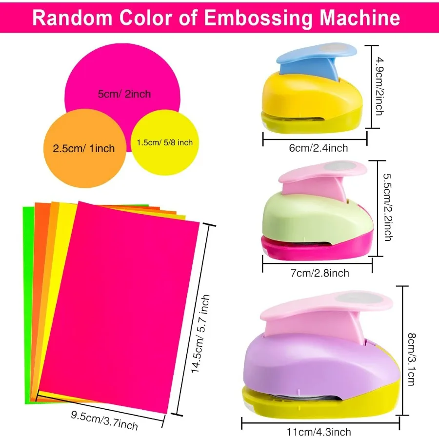 ชุดเจาะรูสำหรับงานฝีมือ 3 ชิ้น ขนาด 21 และ 5/8 นิ้ว พร้อมใบมีดตัดสติกเกอร์ 10 ชิ้น สำหรับทำการ์ด สมุดภาพ DIY อัลบั้ม